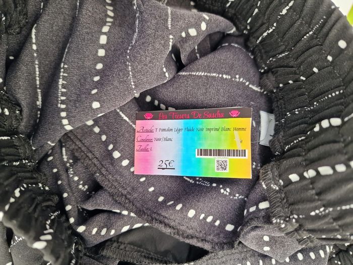 Pantalon Léger Fluide Noir Imprimé Blanc - photo numéro 16