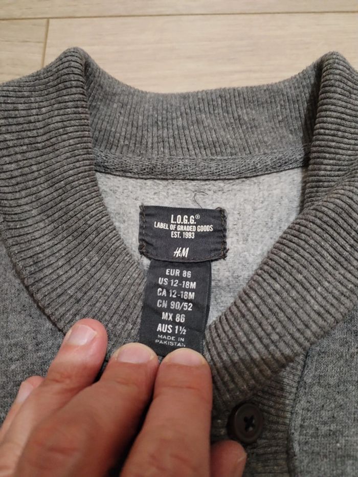 Gilet molleton veston gris anthracite chiné garçon 2 ans H&M - photo numéro 3