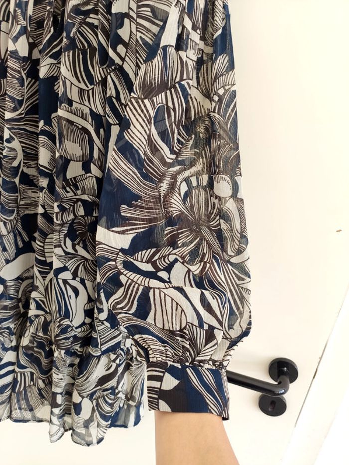 Belle robe légère Esprit bleue et grise motifs abstraits 38 comme neuve - photo numéro 7