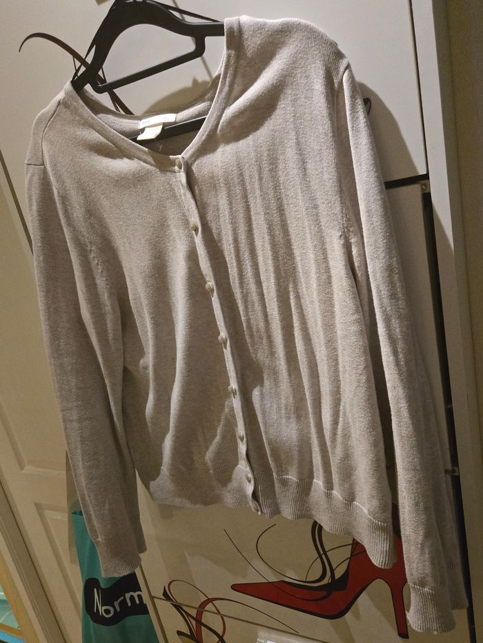 Gilet beige  à boutons T. L 42/44 H&M Basic - photo numéro 2