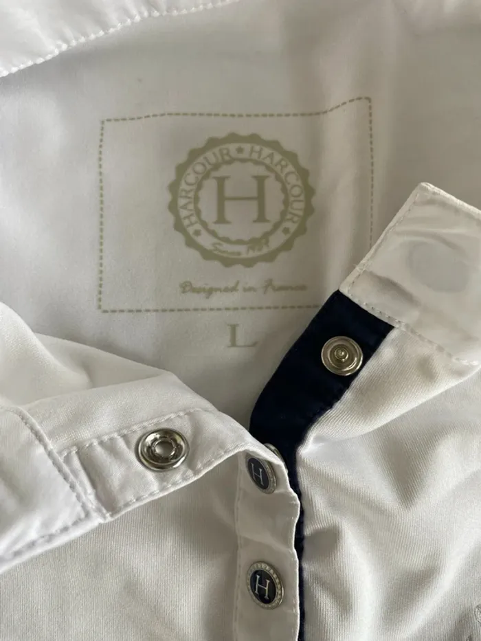 Polo Blanc Harcour – Taille L – Très Bon État - photo numéro 4