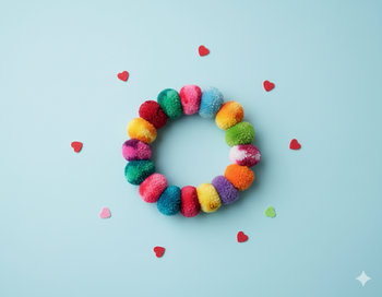 Colorful Handmade Pom Pom Bracelet & Hair Tie – Unique Boho Accessory