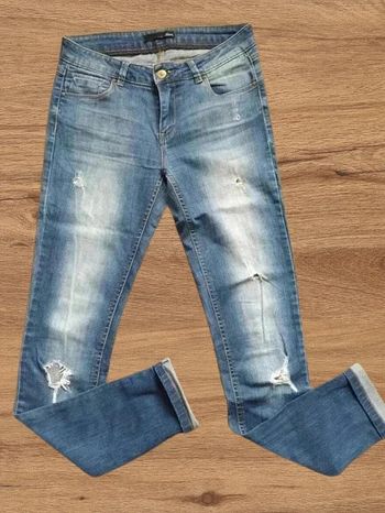 Pantalon Jeans femme taille 36 effet usé/troué Etam