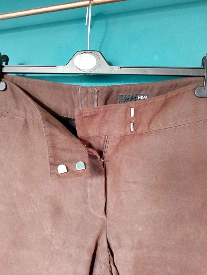 Pantalon suedine marron foncé bas évasés