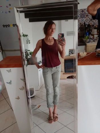 Jean femme 38 vert-de-gris c70