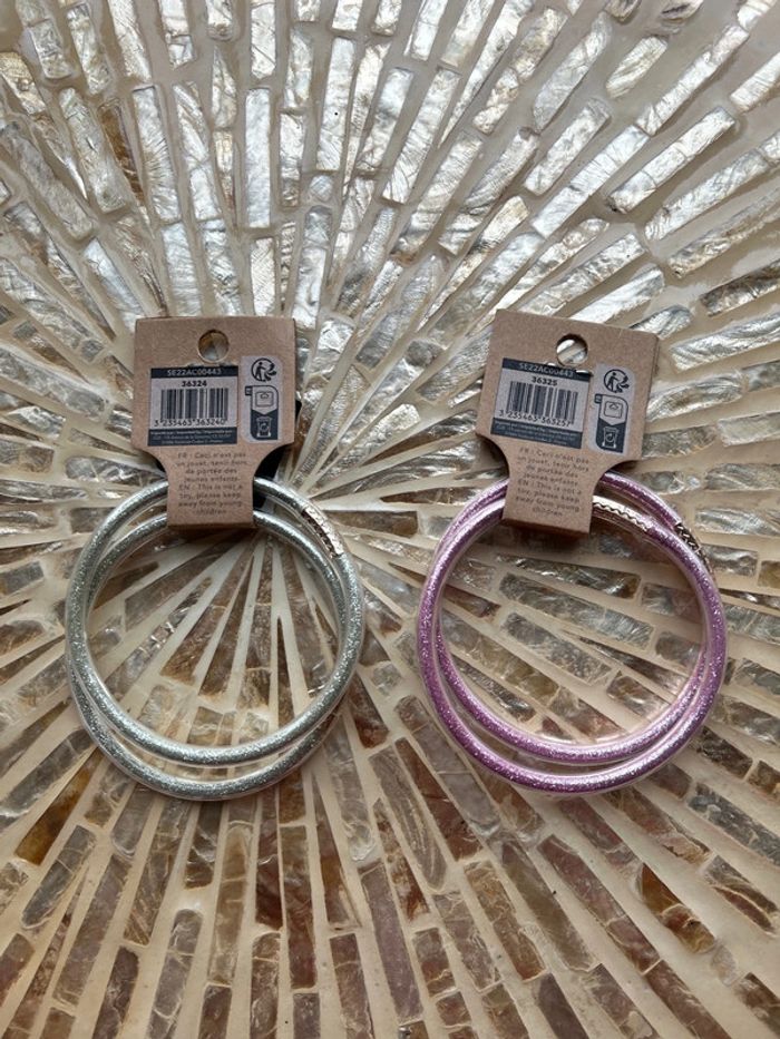 Lot de 4 bracelets fantaisie rose et doré pailletée - photo numéro 4