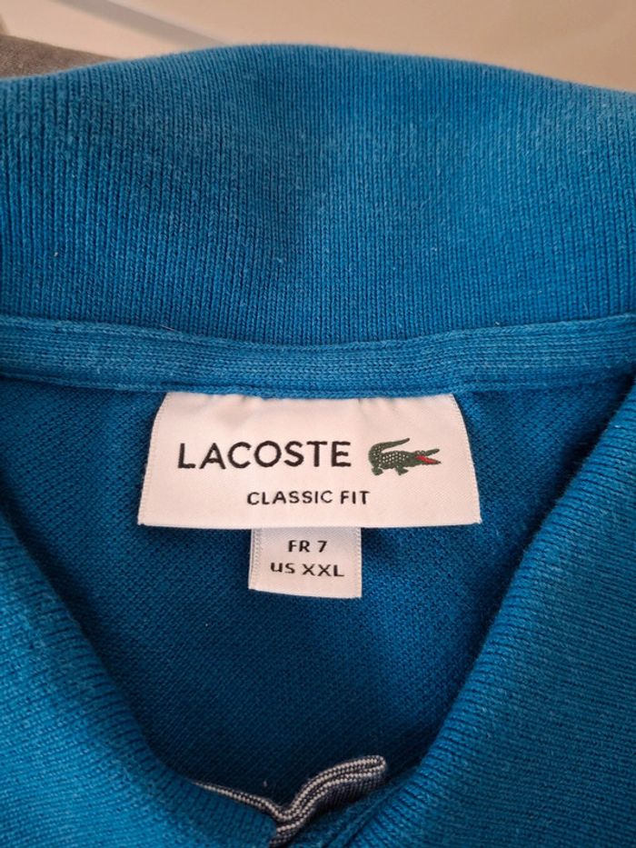 Polo Lacoste homme taille 7 ou XXL bleu drapeau - photo numéro 9