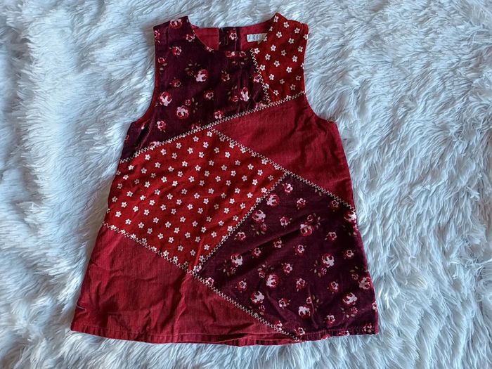 Robe chasuble velours côtelé patchwork T. 9 - 12 mois H&M - photo numéro 2