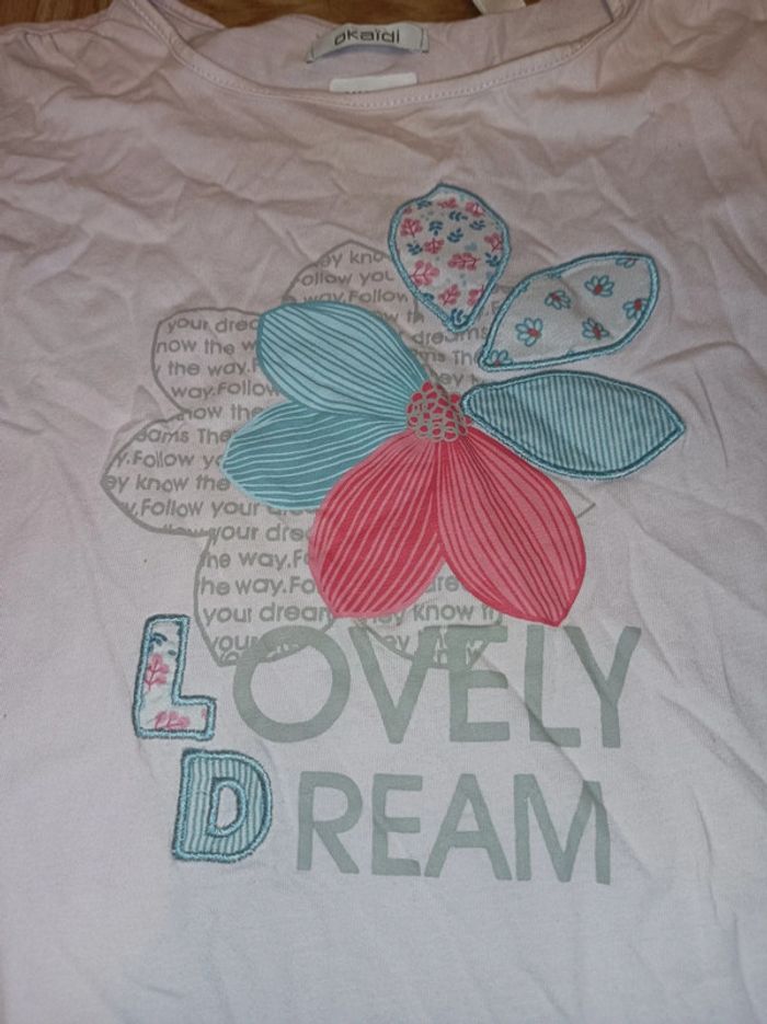 T-shirt manches courtes fille taille 12 ans Okaïdi en bon état - photo numéro 3