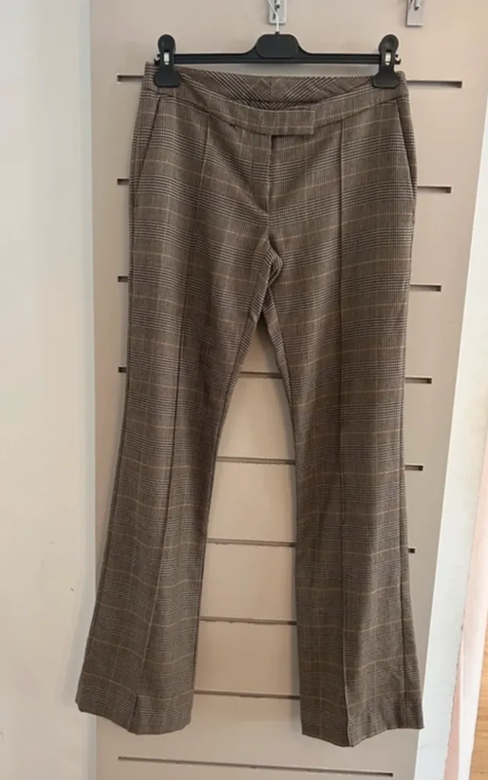 Eden Park, pantalon gris laine imprimé coupe flare femme, taille 36