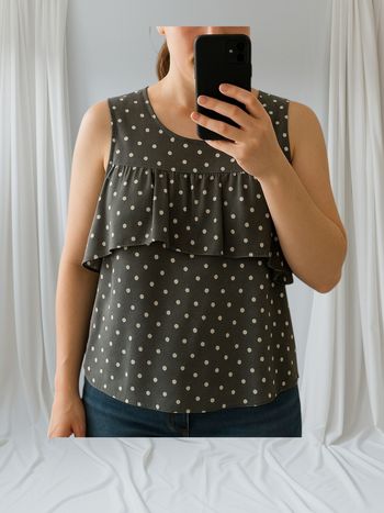 Chemisette femme noir a pois blanc taille M