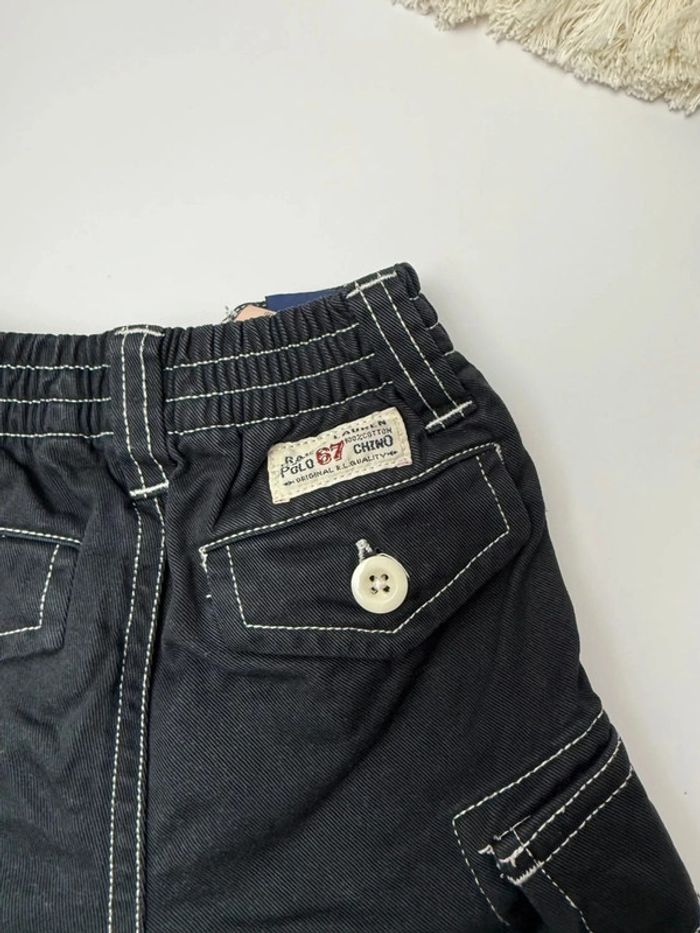 Short garçon Polo Ralph Lauren noir surpiqures blanches taille 9 mois - photo numéro 3