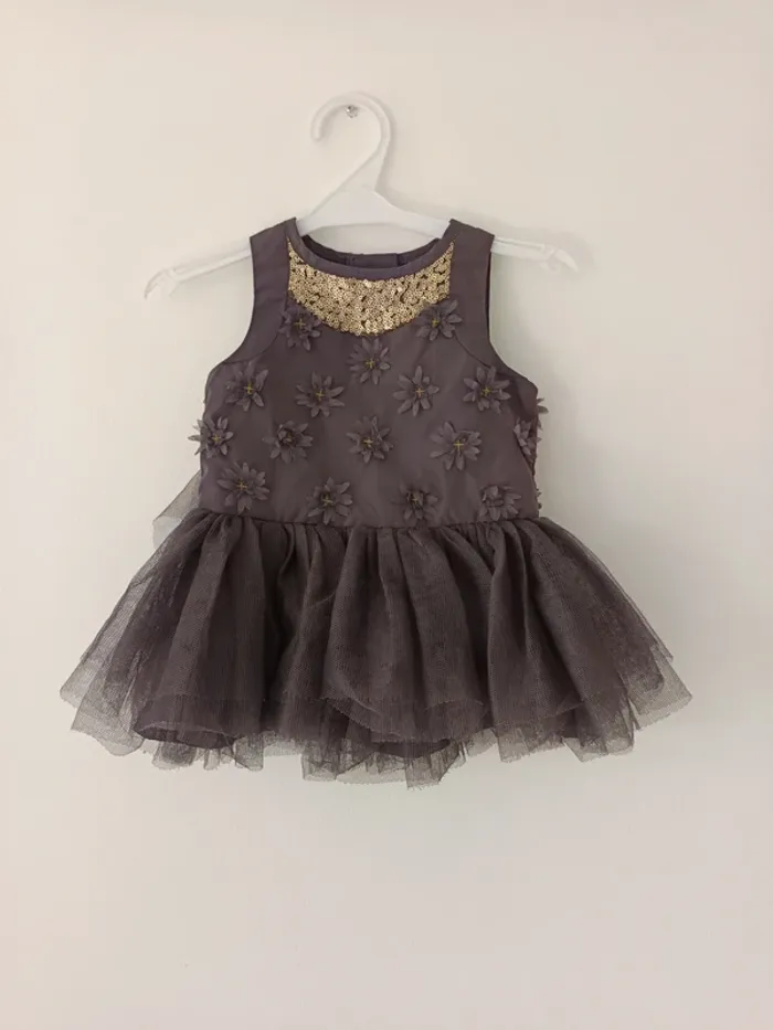 Robe princesse à fleurs sequins et tulle bébé fille 6 mois Tape à l'oeil