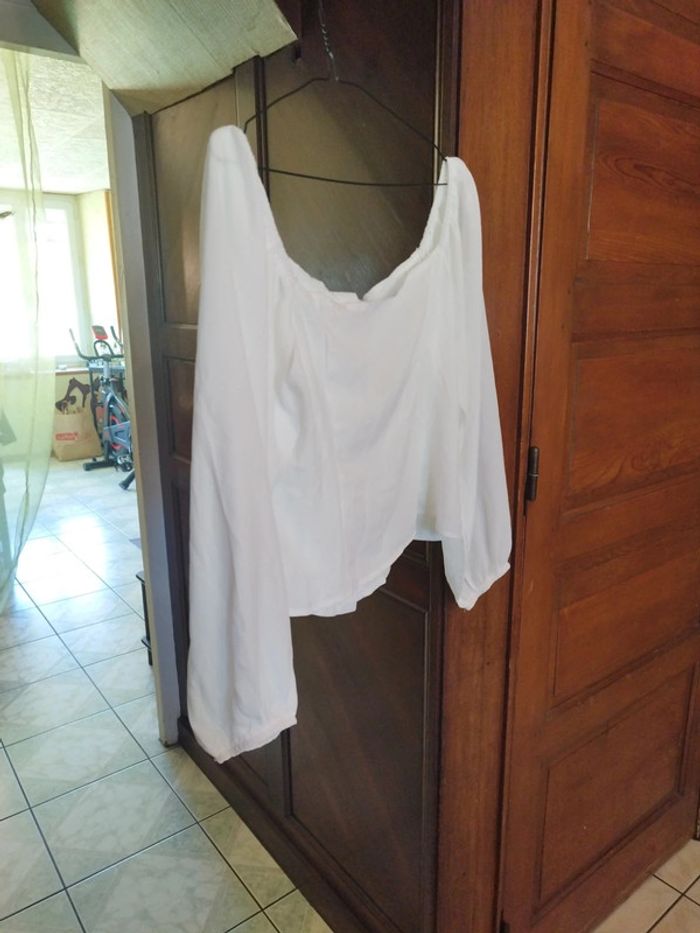 Top blanc manches ballon boutons vintage M/38 - photo numéro 9