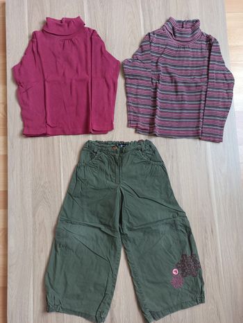 2 cols roulé sergent major 5ans et pantalon kaki brodé à l'arrière de graffiti 4 ans