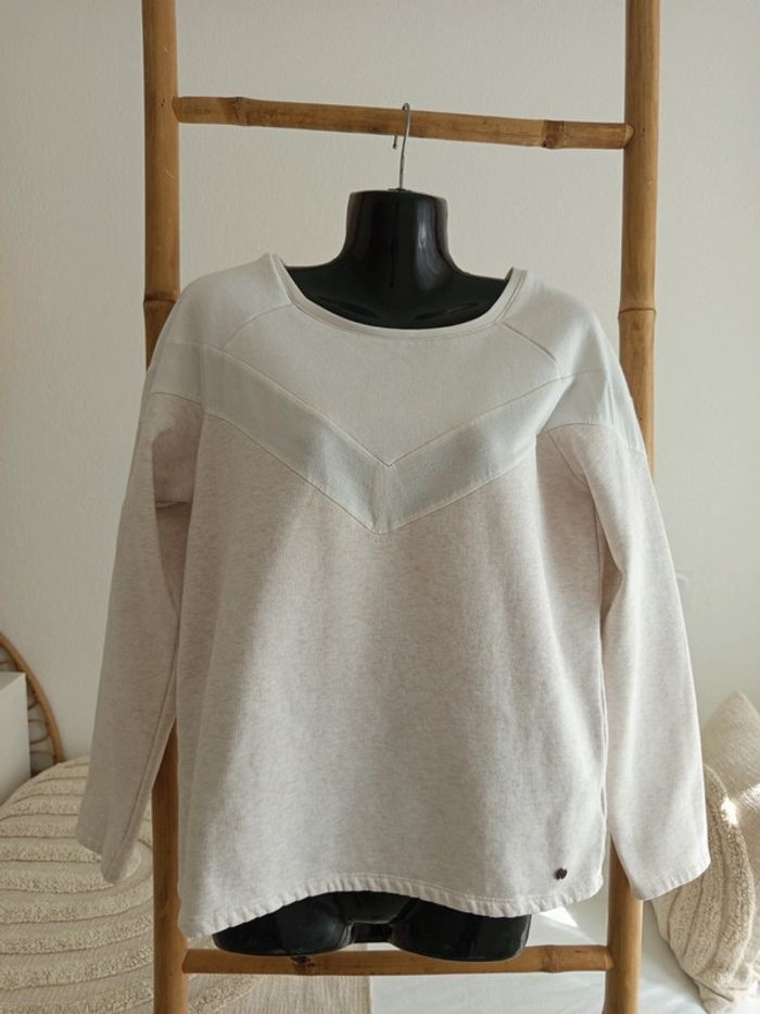Sweat beige crème et blanc Bonobo taille M
