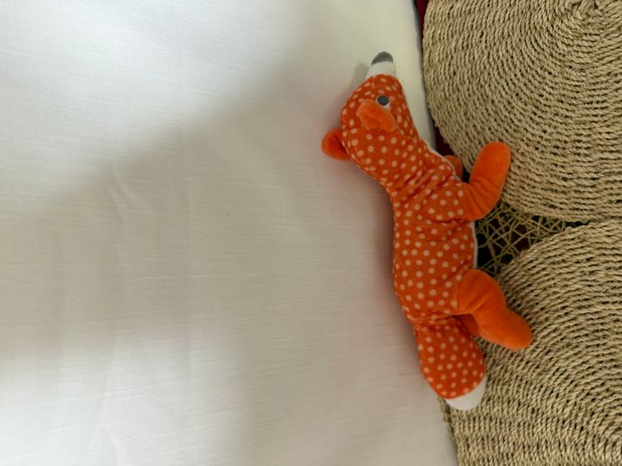 Peluche renard Hema, 30 cm, orange à pois - photo numéro 4
