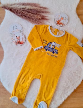 Pyjama grenouillère velours garçon 12 mois Gémo