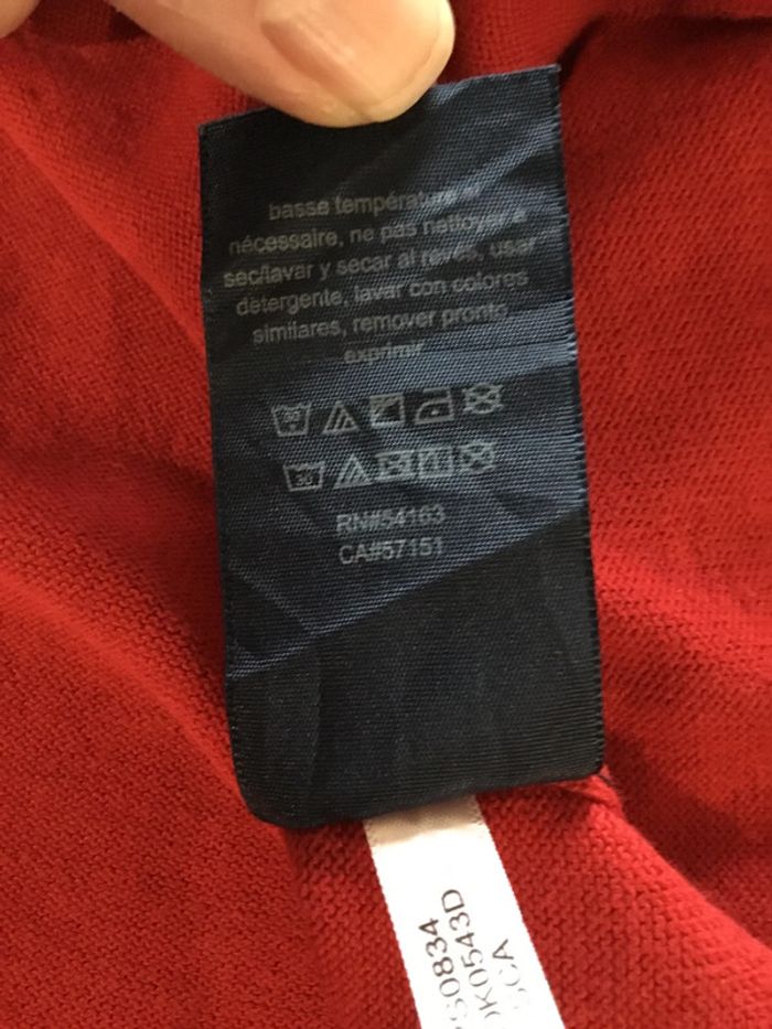 Pull col en v pour femme jacquard Tommy Hilfiger rouge taille M 085 - photo numéro 11