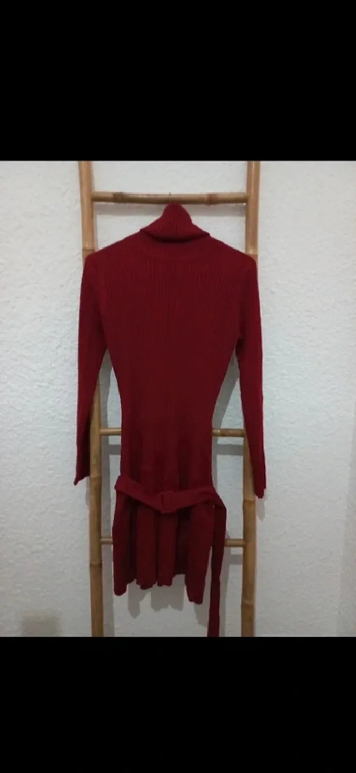 Robe pull brique col roulé - photo numéro 3