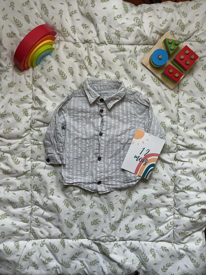chemise manches longues blanc rayé paillettes argent 12 mois kimbaloo