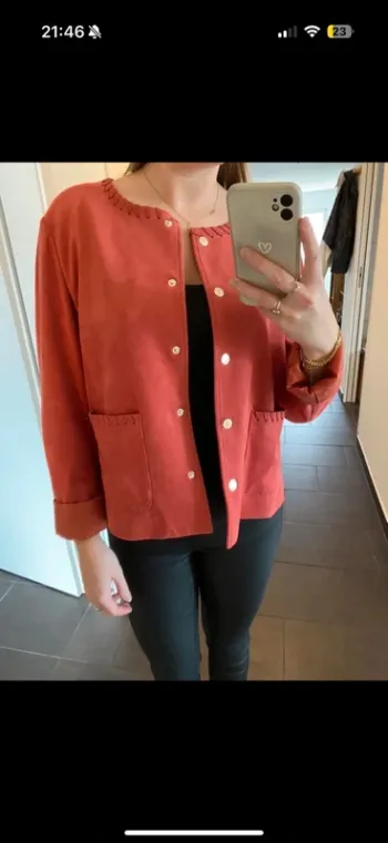Veste suédine vieux rose
