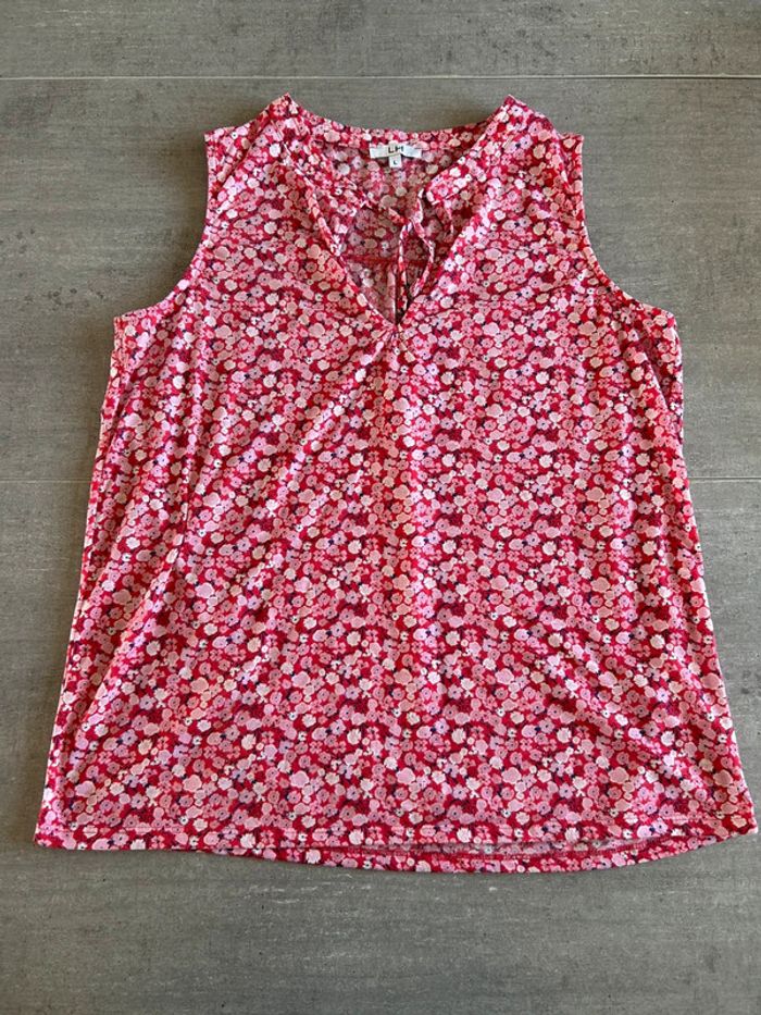 Blouse rose fleurie L - photo numéro 3