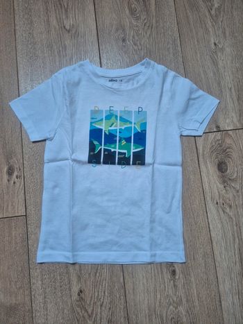 Tee-shirt MC gémo blanc "deep side" 5 ans neuf jamais porté