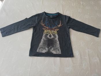 Tee shirt gris manches longues Kiabi 4 ans