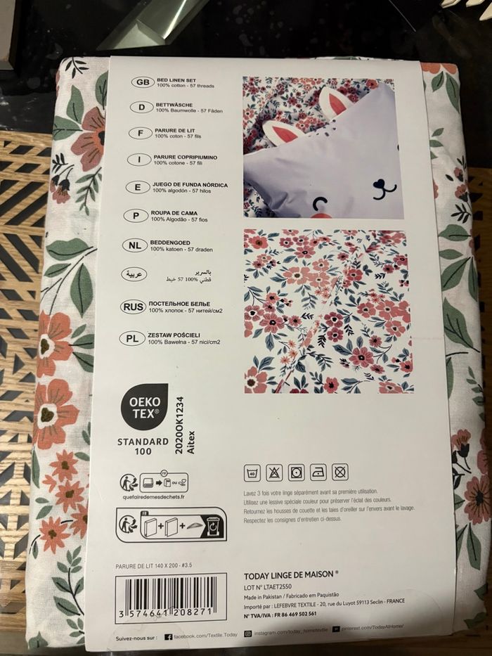 Housse de couette avec taie d oreiller 140x200 cm neuve - photo numéro 2