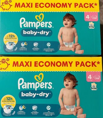 2 cartons couches pampers baby dry taille 4