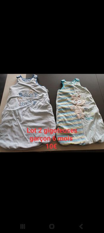 Lot 2 gigoteuses garçon 6 mois