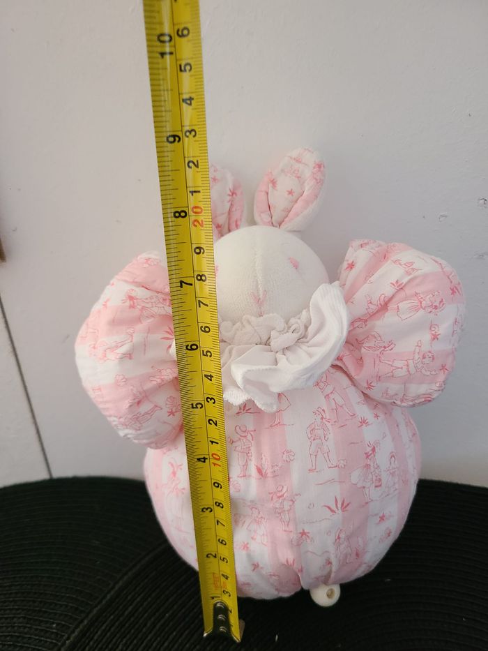 doudou lapin boule musical vintage petit descamps doudou lapin rayé rose - photo numéro 4