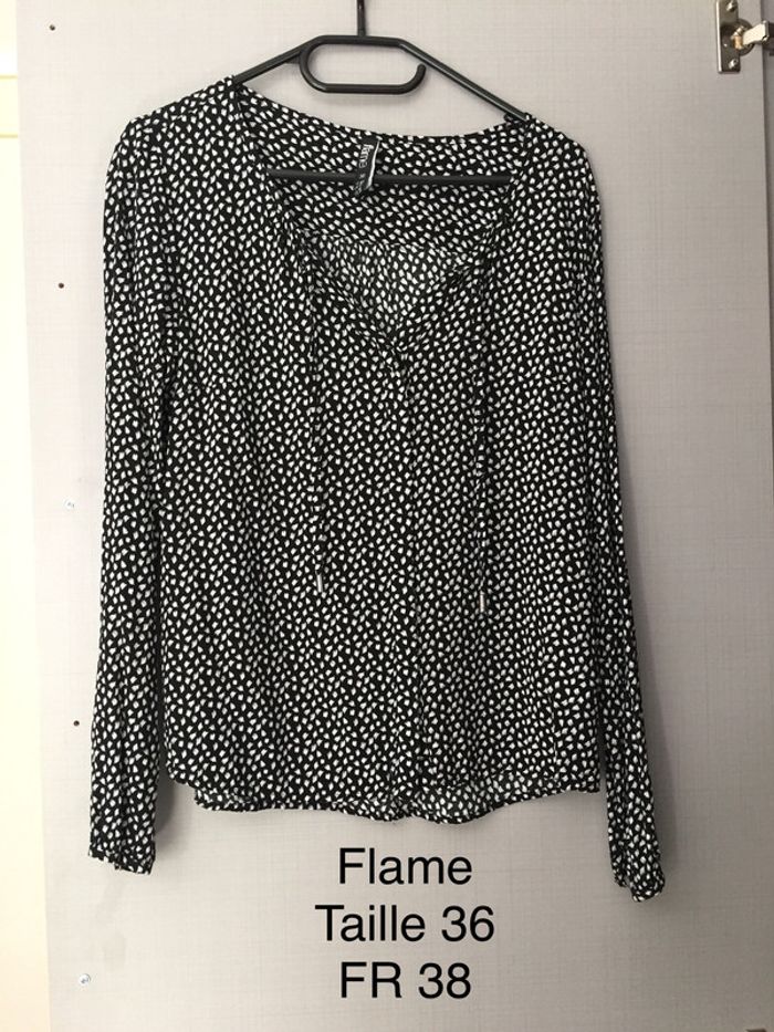 Chemisier noir/blanc Flame Taille 38