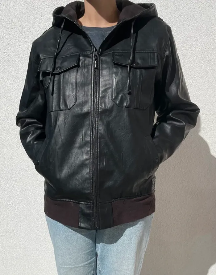 Rip Curl Perfecto jacket fake leather black Mens M - photo numéro 16