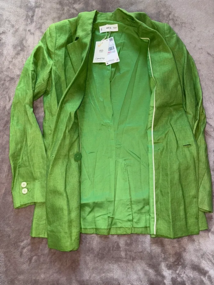 Veste verte en Lin femme Mango taille XS neuve avec étiquette - photo numéro 6