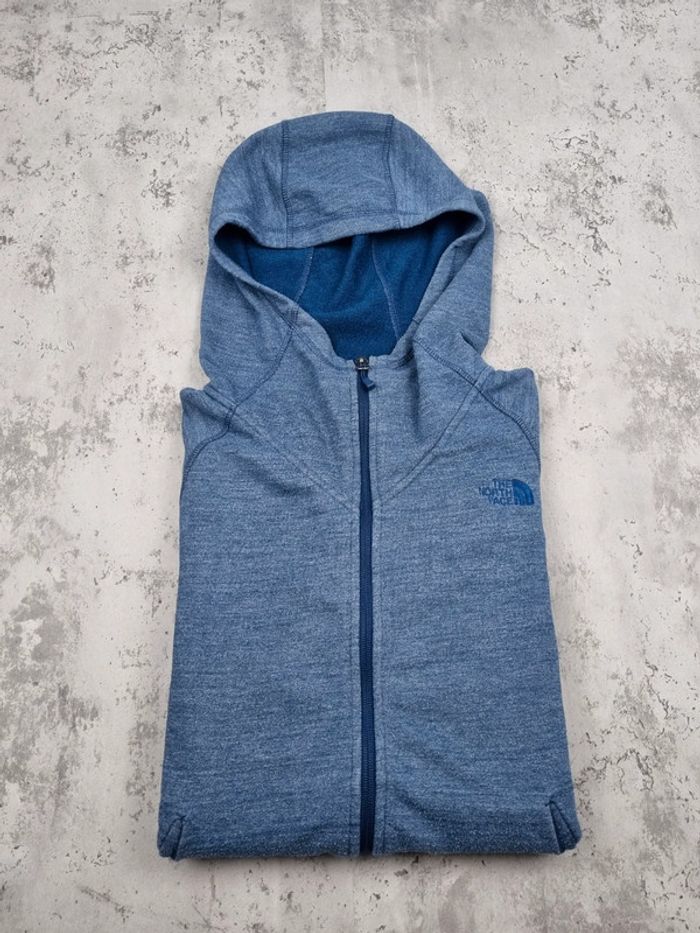 Gilet zippé à capuche The North Face bleu – Taille M Femme (mesures en photos) - photo numéro 2