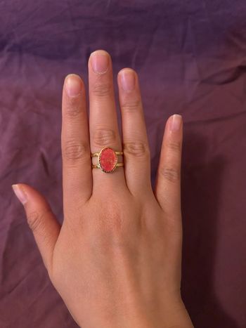 Bague ovale rose • taille ajustable