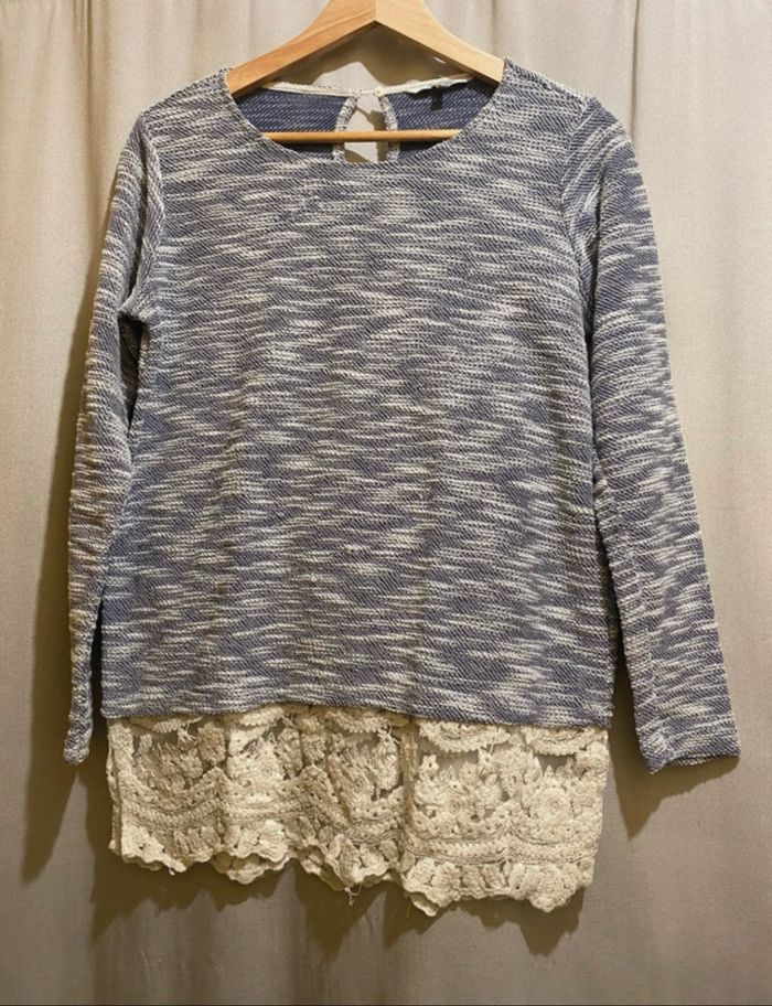 Pull bleu et blanc