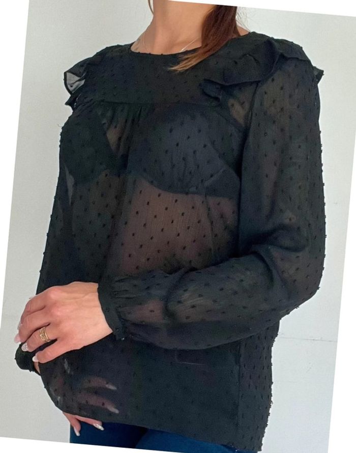Blouse noire manches longues taille 40 - etam