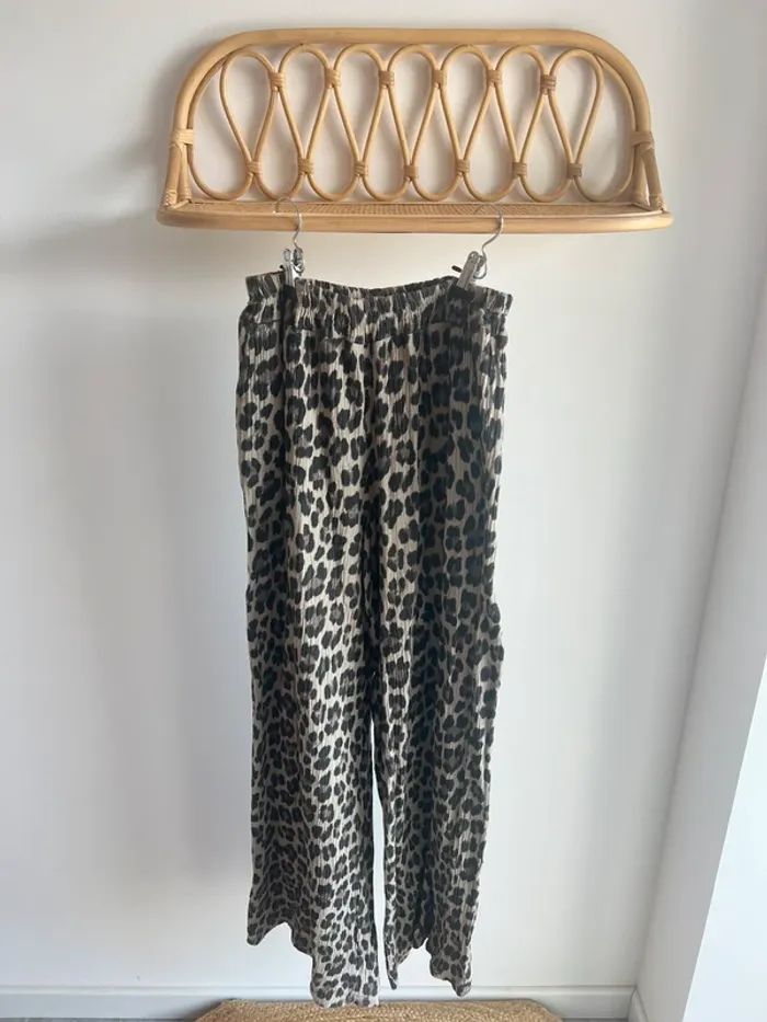 Pantalon fluide léopard gaze de coton