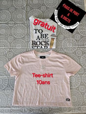 Tee-shirt court / croptop fille 10ans +1 gratuit