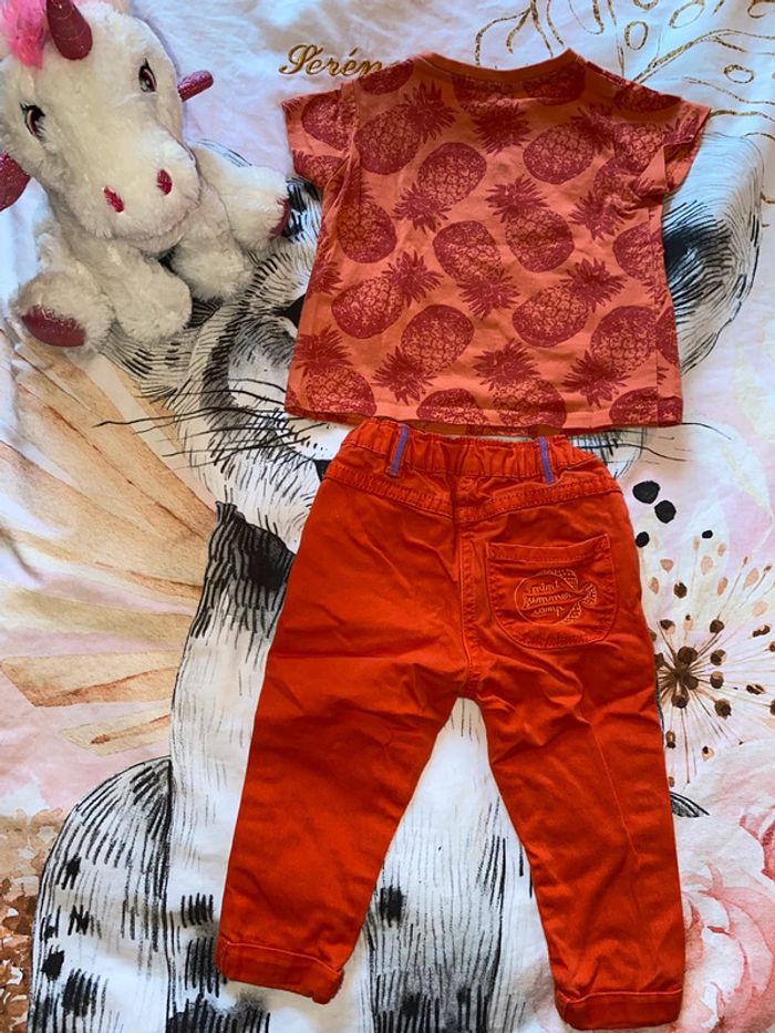 Ensemble t-shirt et pantalon, taille 12 mois, marque Dpam. - photo numéro 6