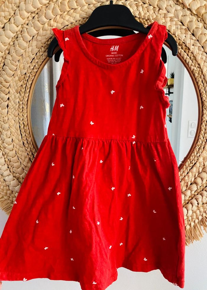 Robe rouge & blanche H&M 98/104 cm - photo numéro 2