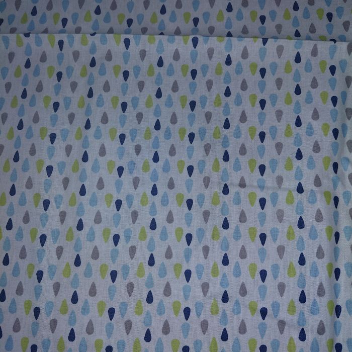 Buttinette- Coupon de coton gouttes bleu vert