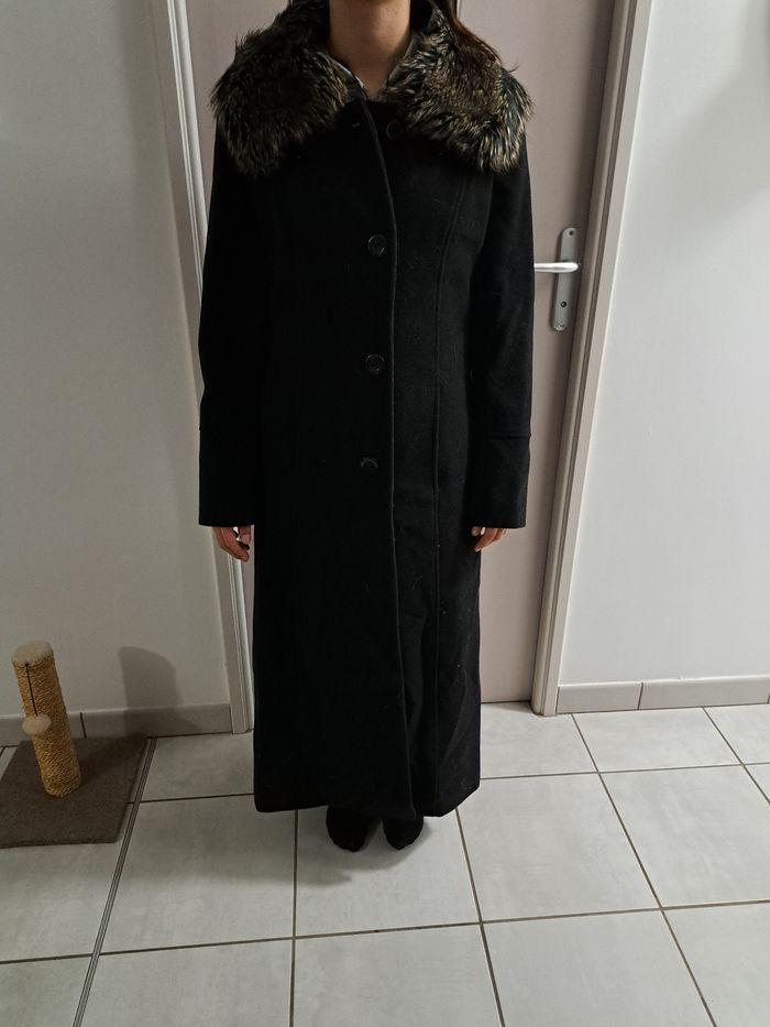 Manteau long avec col amovible fausse fourrure - photo numéro 3