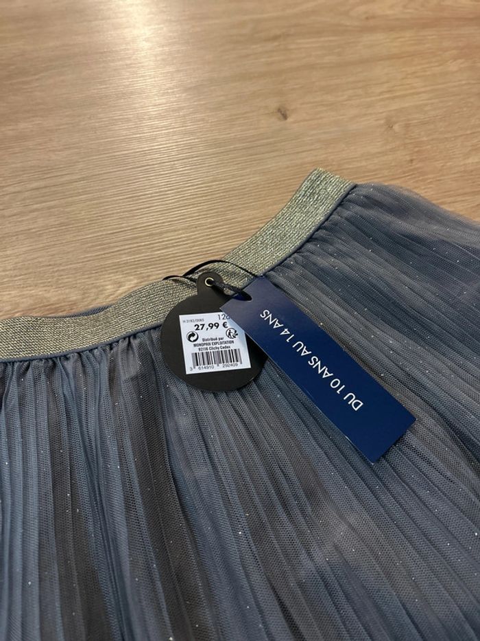 Jupe plissée fête grise à paillette neuf avec étiquette Monoprix - photo numéro 3