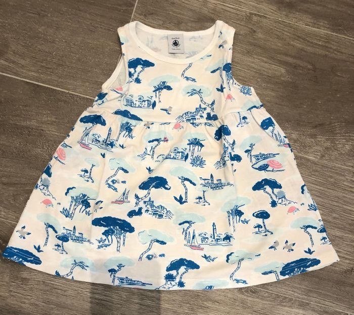 Robe blanc rose poudré Petit Bateau 12 mois