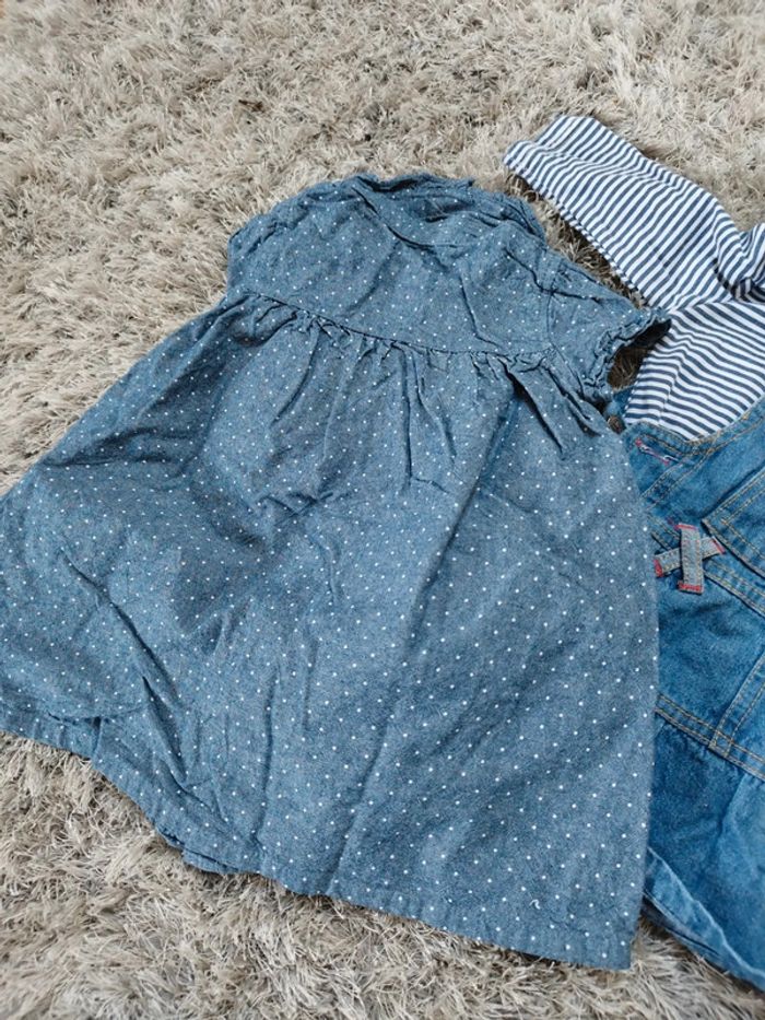 Lot de deux robes en jean été bébé fille6 mois - photo numéro 3