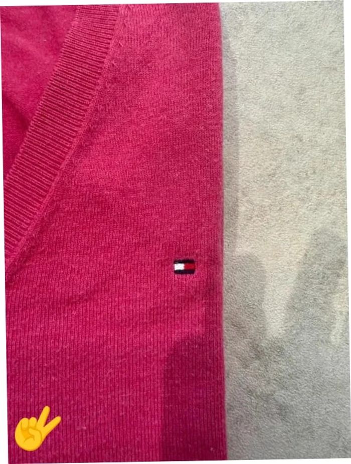 Pull Tommy Hilfiger Col V Taille L rose Femme Women PULL0186 - photo numéro 3